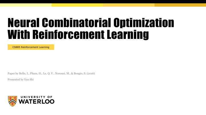 neural combinatorial optimization