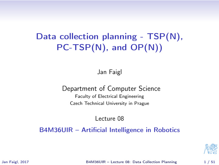data collection planning tsp n pc tsp n and op n