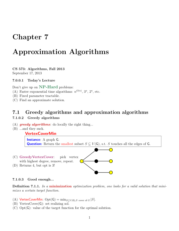 chapter 7 approximation algorithms