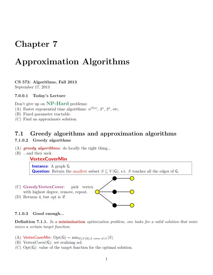 chapter 7 approximation algorithms