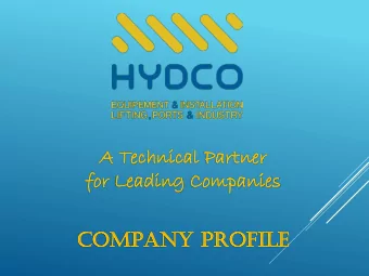 A  A Te  Technica  hnical Part  rtne  ner  r  fo  for  r Le  Leading  ing Compa  panies  nies