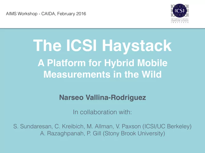the icsi haystack