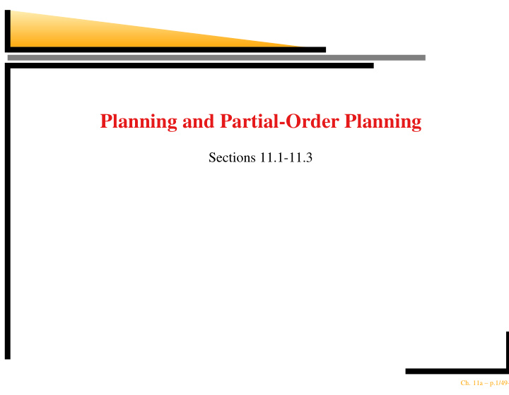 planning and partial order planning