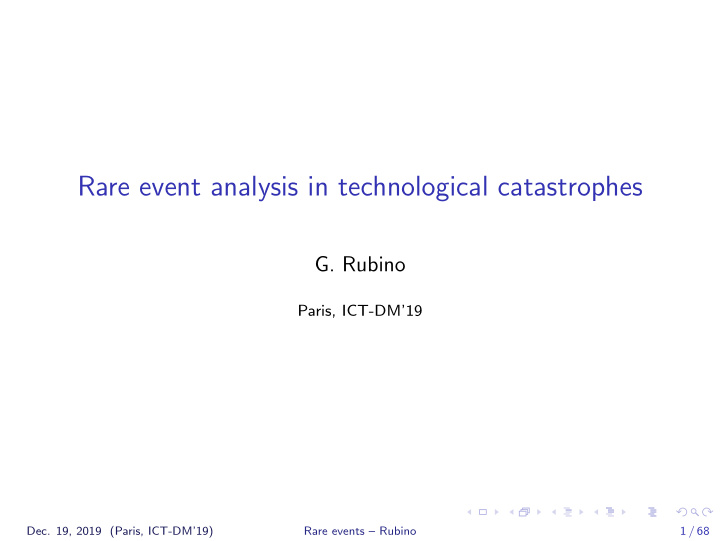 rare event analysis in technological catastrophes