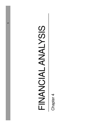 FINANCIAL ANALYSIS  Chapter 4  2  Principals Used in this Chapter  Principle 3: Cash Flows Are