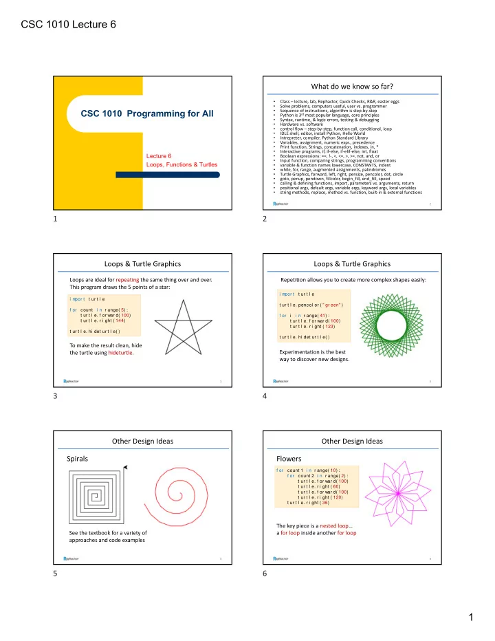 csc 1010 lecture 6