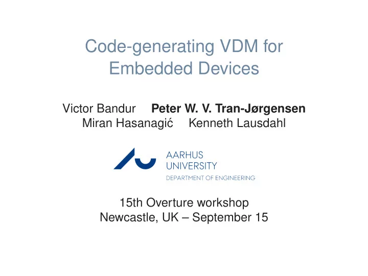 code generating vdm for embedded devices