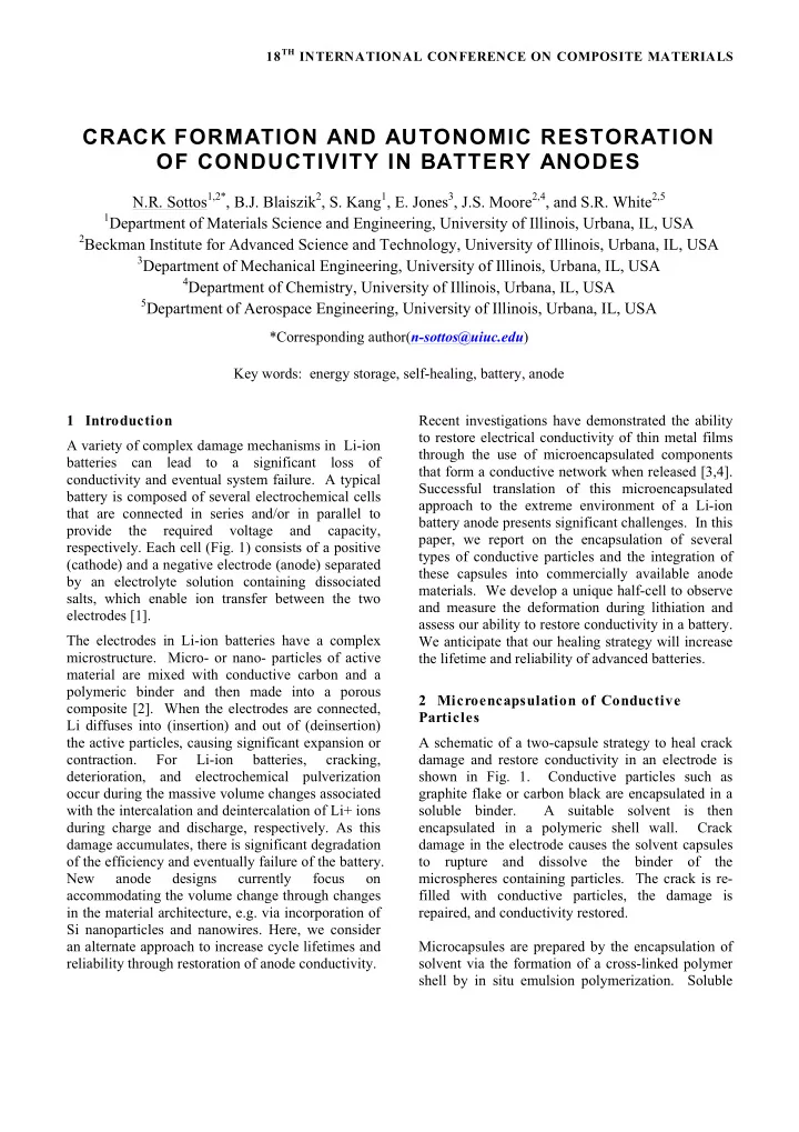 crack formation and autonomic restoration of conductivity
