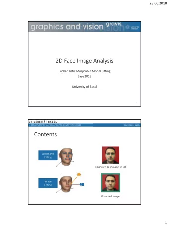 Contents  Landmarks  Fitting  Observed Landmarks in 2D  Image  Fitting  Observed Image  1