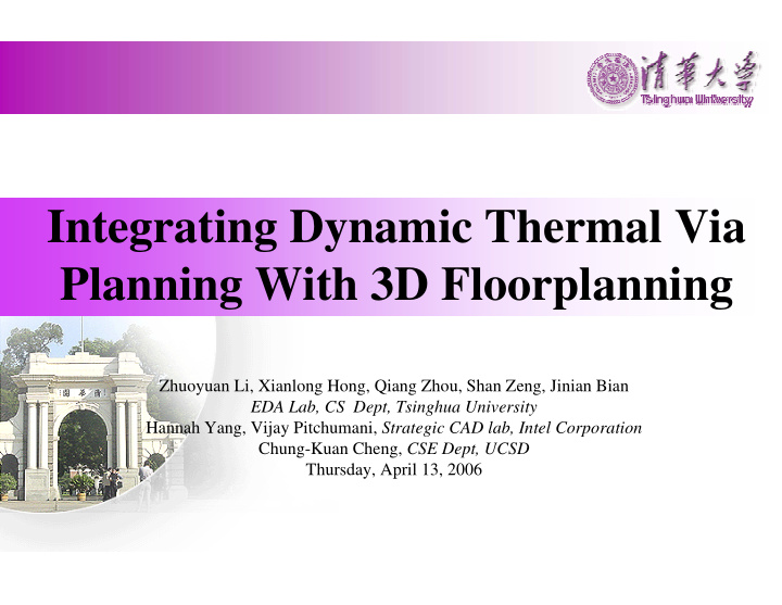 integrating dynamic thermal via planning with 3d