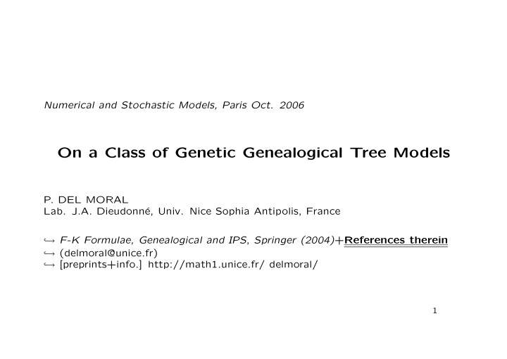on a class of genetic genealogical tree models