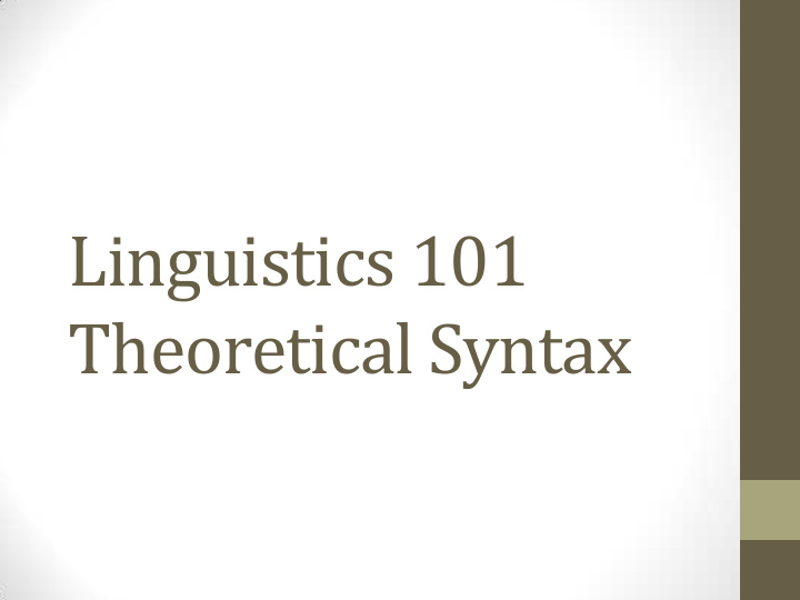 linguistics 101