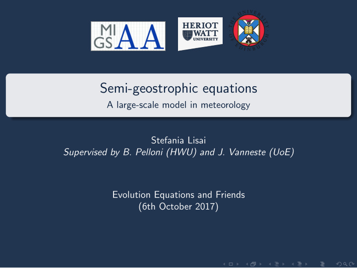 semi geostrophic equations