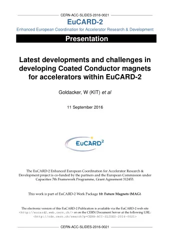 EuCARD-2  Enhanced European Coordination for Accelerator Research &amp; Development  Presentation