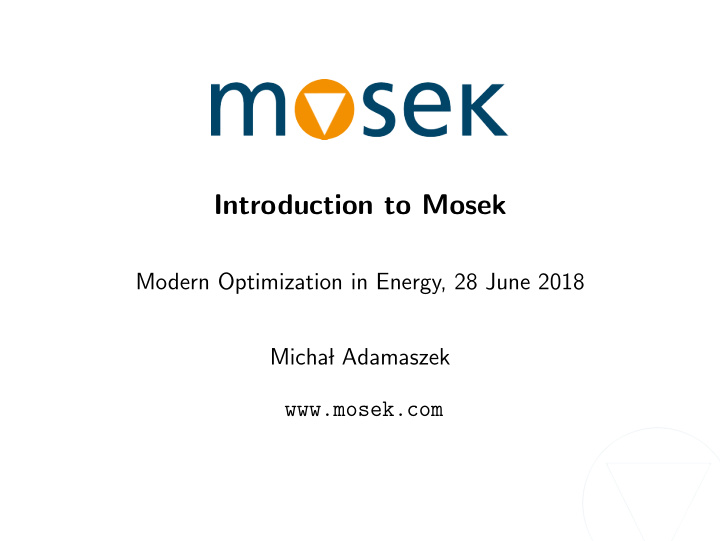 introduction to mosek