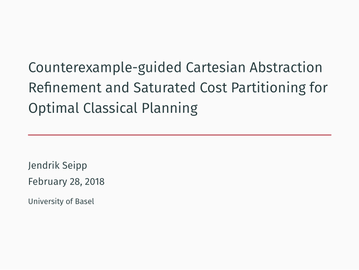 counterexample guided cartesian abstraction refinement