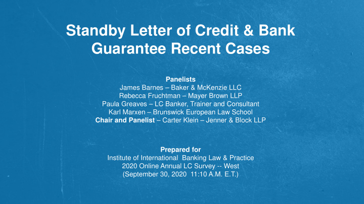 standby letter of credit bank guarantee recent cases