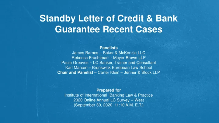 standby letter of credit bank guarantee recent cases