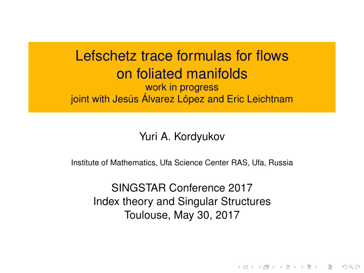 lefschetz trace formulas for flows on foliated manifolds