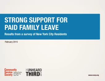 Strong Support for  paid family leave  results from a survey of new york City residents  February