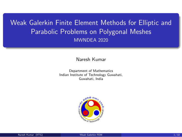 weak galerkin finite element methods for elliptic and