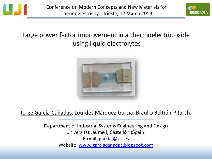 large power factor improvement in a thermoelectric oxide