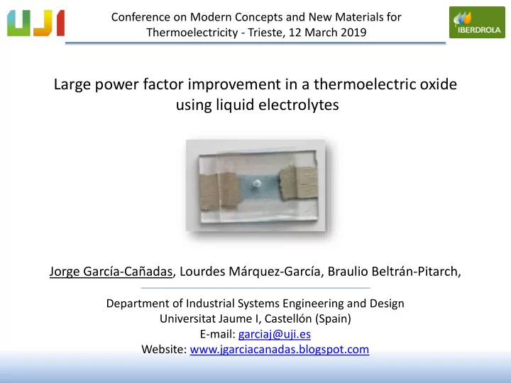 large power factor improvement in a thermoelectric oxide
