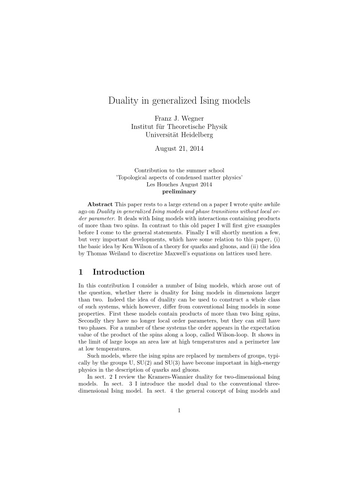 duality in generalized ising models