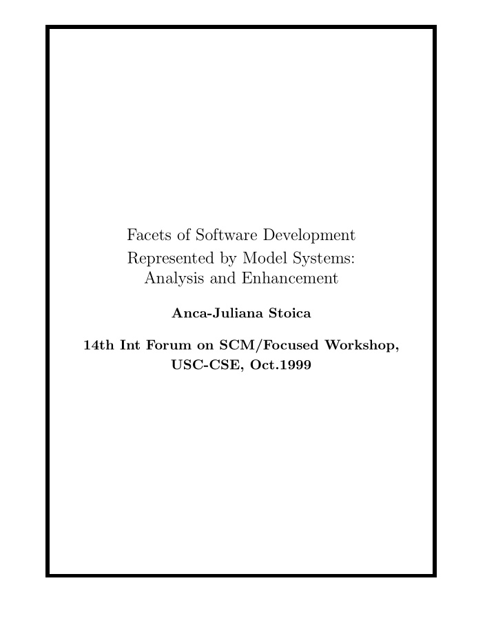 facets of software development represented by model