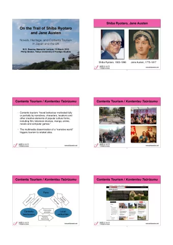 On the Trail of Shiba Ryotaro  and Jane Austen  Novels, Heritage, and Contents Tourism  in Japan