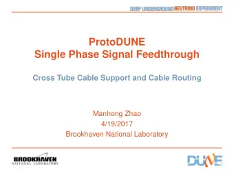 ProtoDUNE  Single Phase Signal Feedthrough  Cross Tube Cable Support and Cable Routing  Manhong
