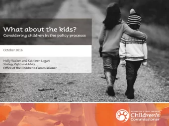 What about the kids?  Considering impacts on children during legislative review  Law Commission