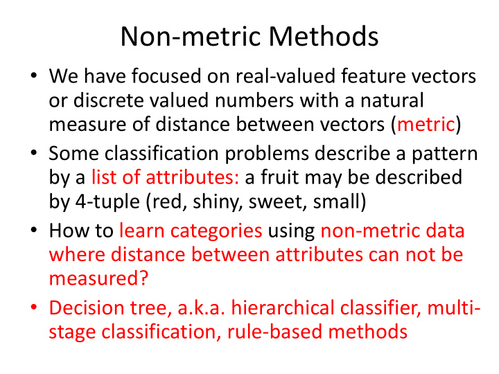 non metric methods