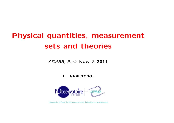 physical quantities measurement sets and theories