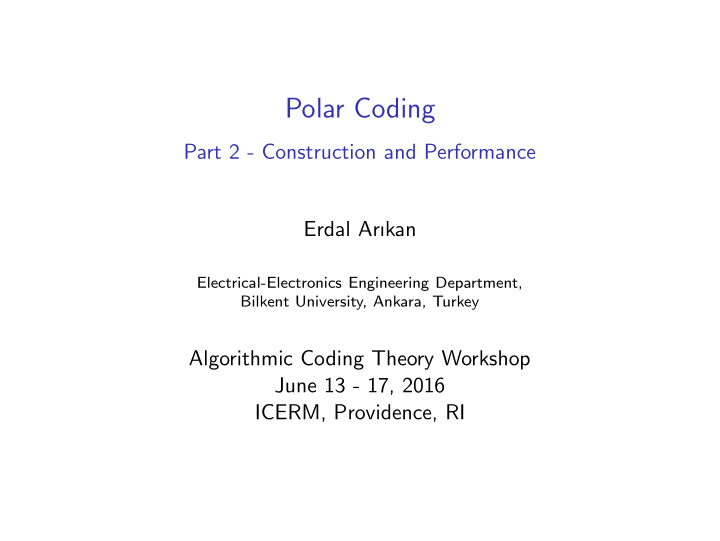 polar coding