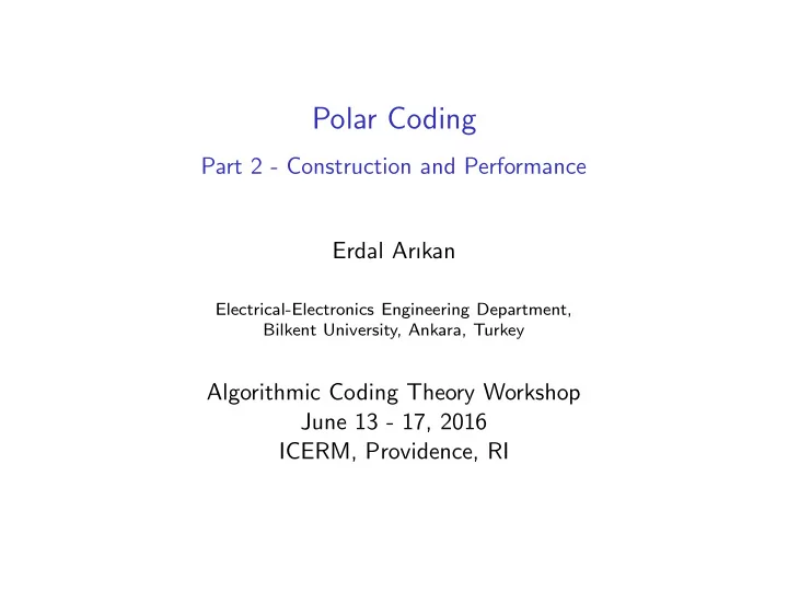 polar coding