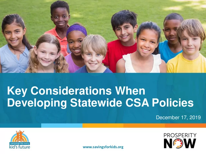 key considerations when developing statewide csa policies