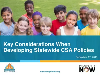 Key Considerations When  Developing Statewide CSA Policies  December 17, 2019