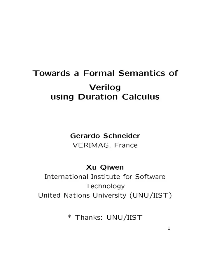 t o w a rds a f o rmal semantics of v erilog using