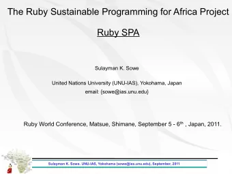 The Ruby Sustainable Programming for Africa Project  Ruby SPA  Sulayman K. Sowe  United Nations