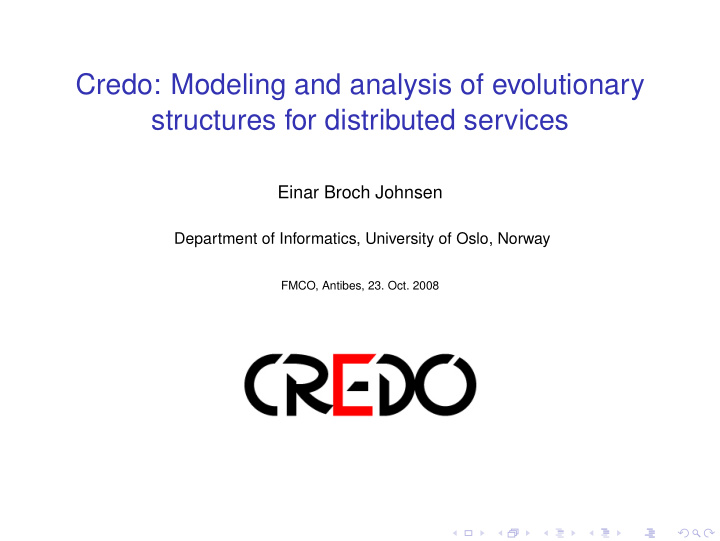 credo modeling and analysis of evolutionary structures