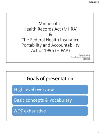 Goal  als of  f presentation  High level overview  Basic concepts &amp; vocabulary NOT exhaustive