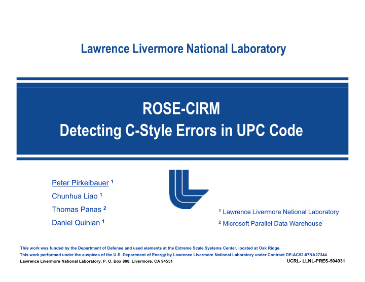 rose cirm detecting c style errors in upc code