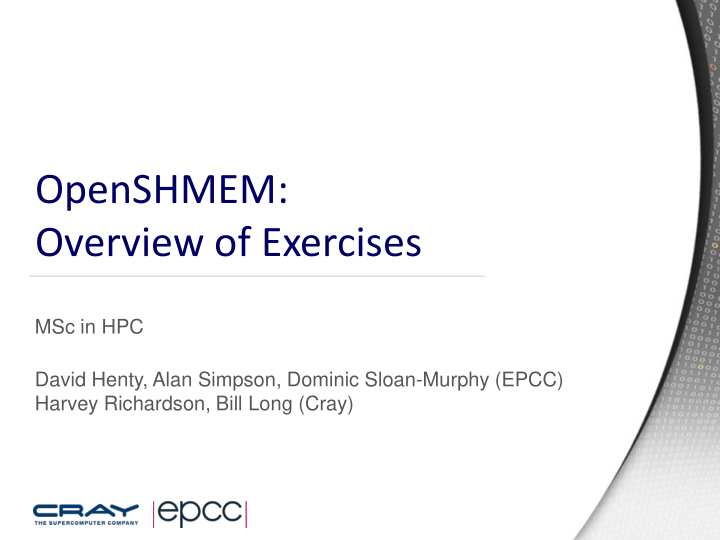 openshmem overview of exercises