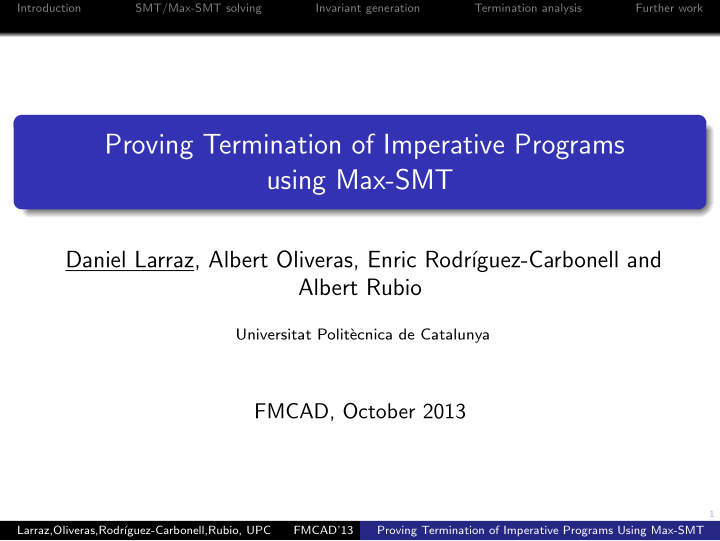 proving termination of imperative programs using max smt
