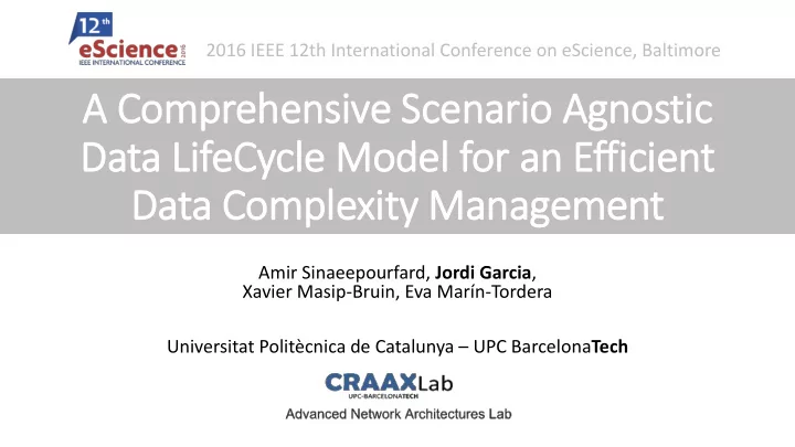 a comprehensive scenario agnostic data lifecycle model