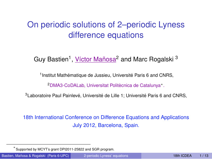 on periodic solutions of 2 periodic lyness difference