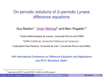 On periodic solutions of 2periodic Lyness  difference equations nosa 2 and Marc Rogalski 3 Guy