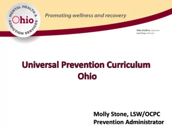 Prevention Administrator    Opportunity to enhance prevention workforce    Ohio Joint Study
