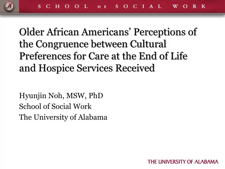 older african americans perceptions of the congruence